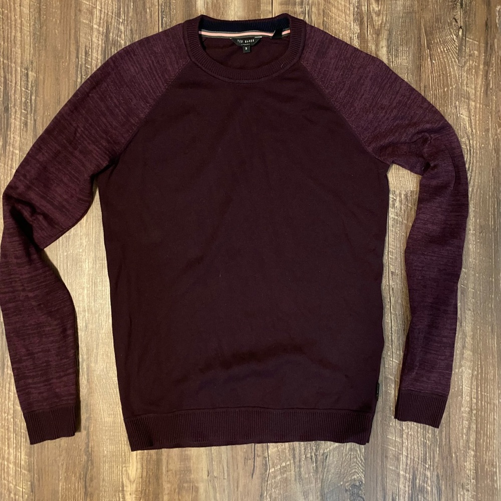 Ted Baker Slim Fit Purple Marled Sleeve Sweater